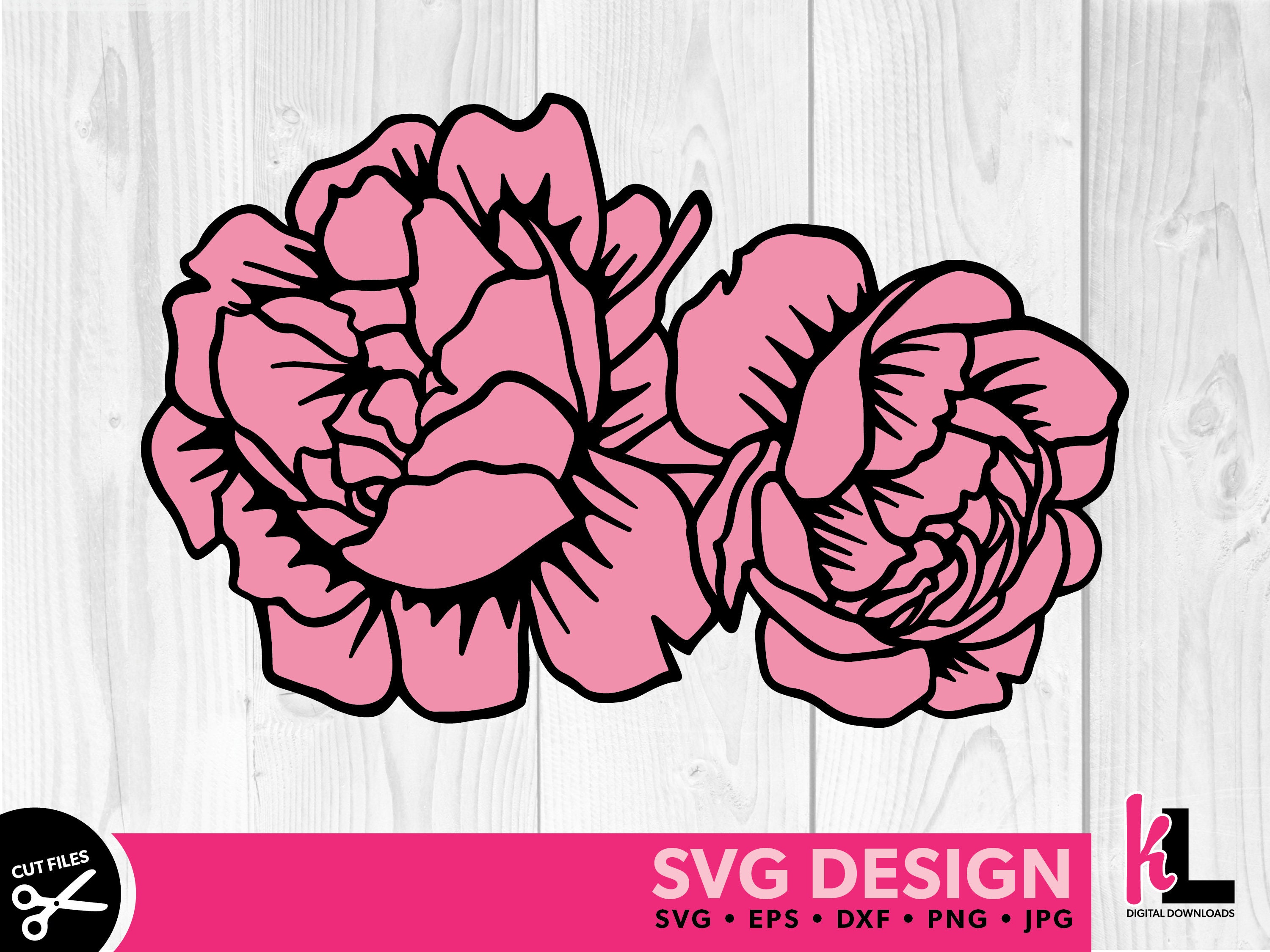 Peony SVG PNG DXF Layered Floral Cut File for Cricut Etsy