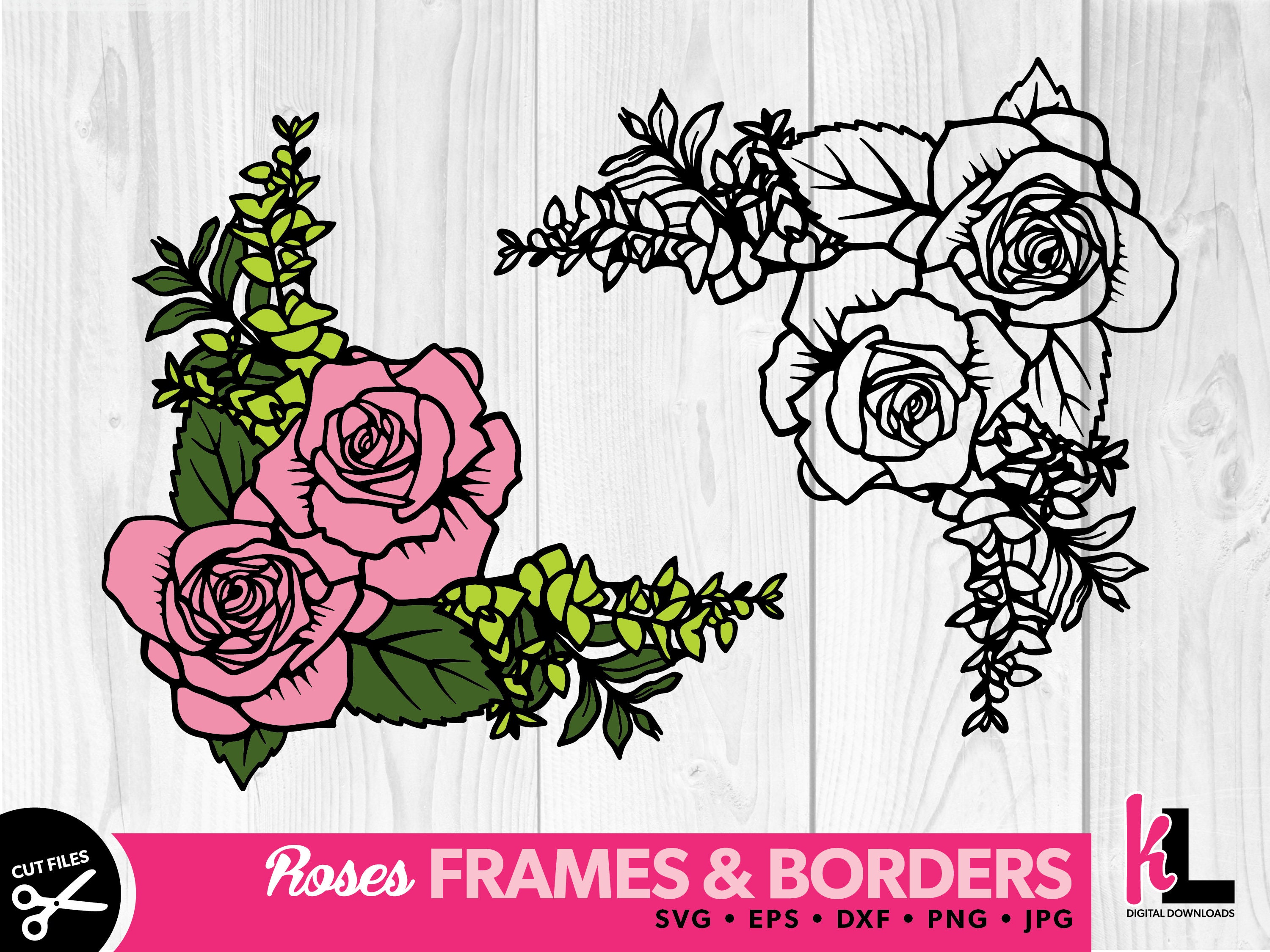 Roses svg cut file, Rose svg, Flower border papercut, Floral