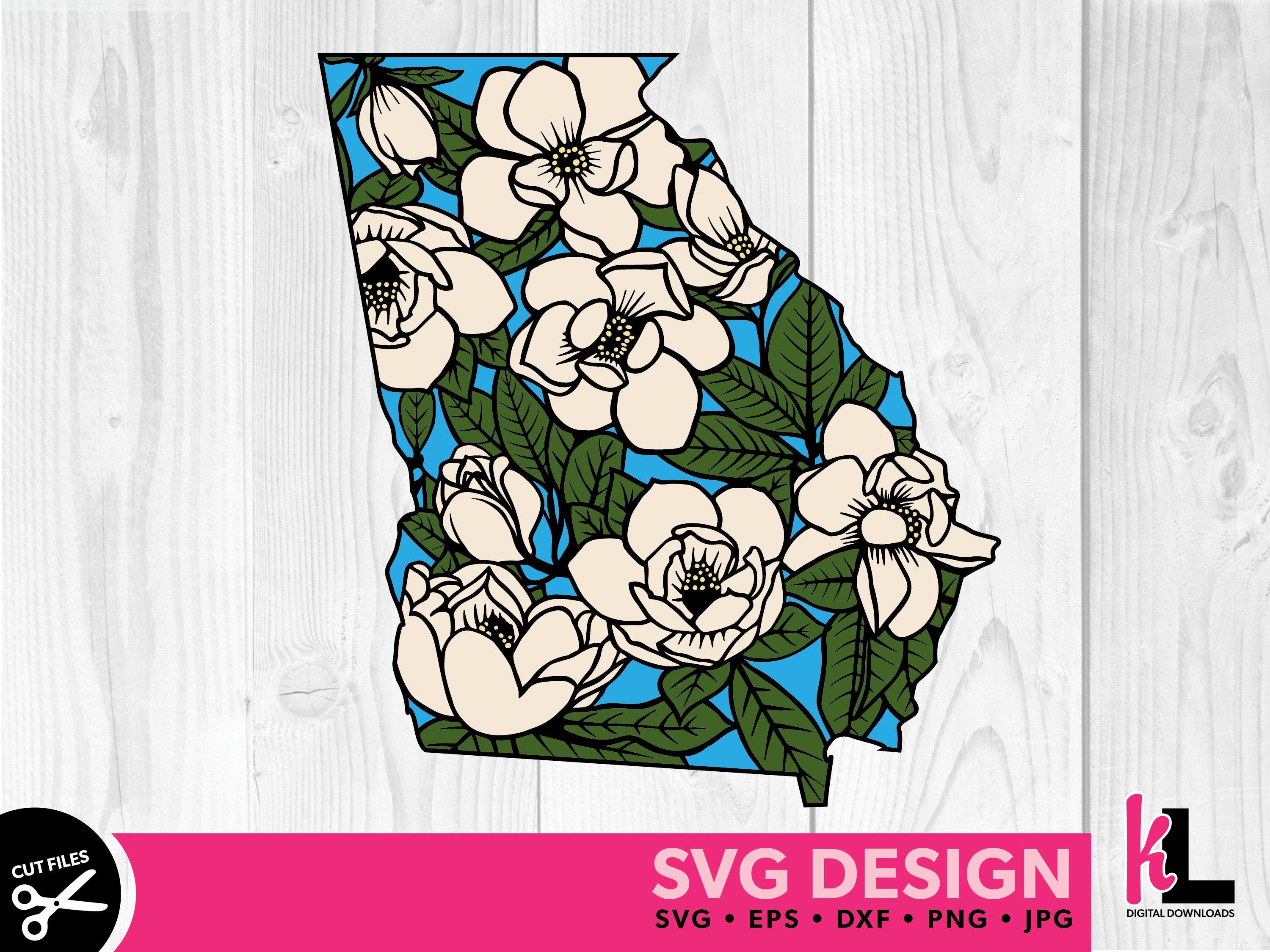 Georgia SVG Magnolia SVG Floral State Layered Floral SVG | Etsy