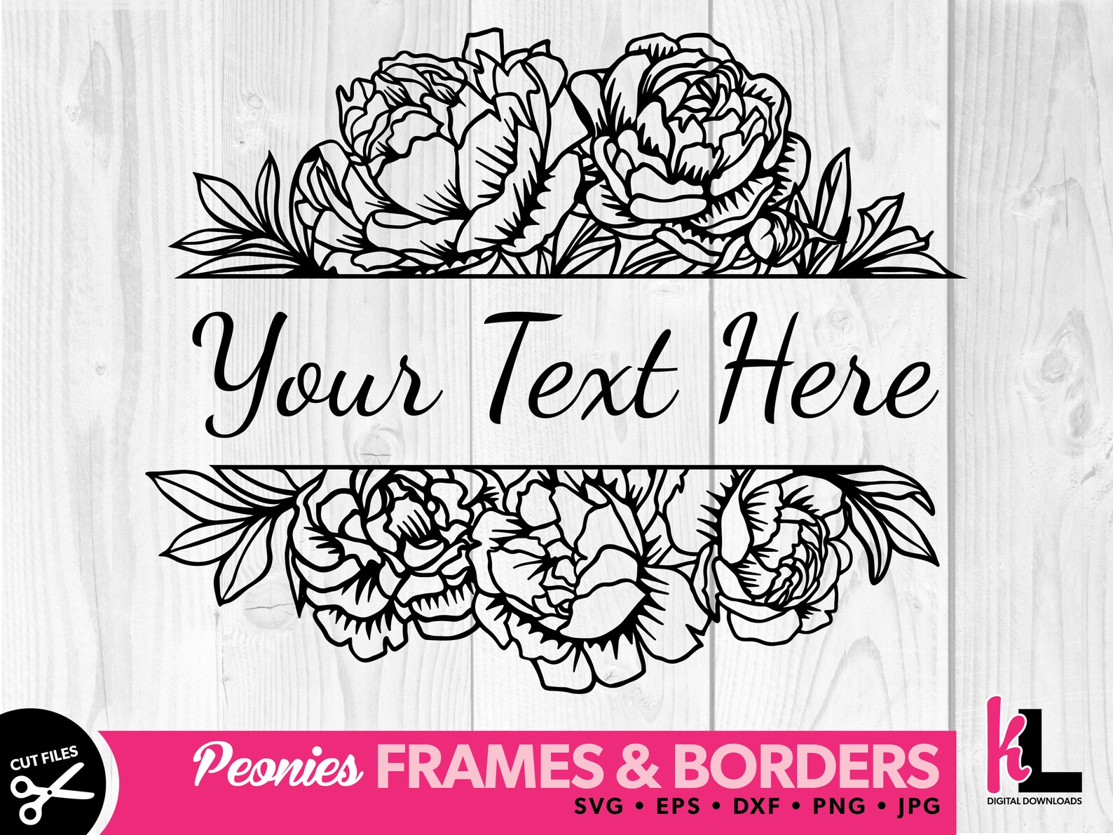 Floral Border SVG Peonies Border SVG Flower Monogram Split - Etsy