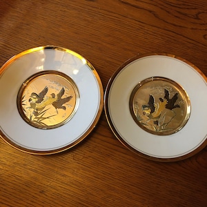 VINTAGE The Art of Chokin plates 2, 7.5&quot; Japan