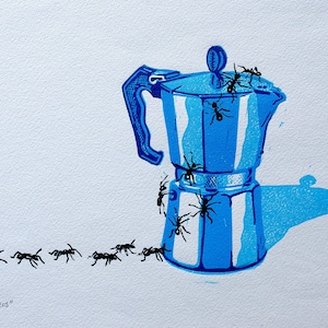 Original Linoldruck – “Die Kaffeeliebhaber”