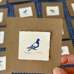 Tiny original linocut prints: various birds available