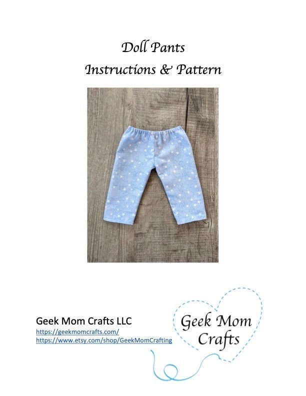 18 inch Doll Pants - Sewing PDF Pattern