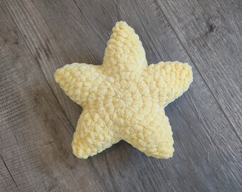 Crochet Yellow Star Amigurumi Stuffed Throw Pillow