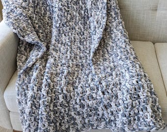 Weathered Wood Crochet Chenille Blanket