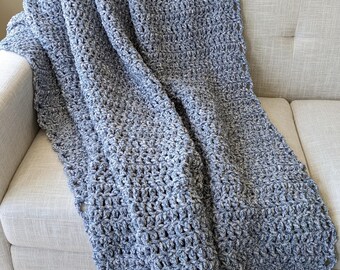 Blue Squall Crochet Chenille Blanket
