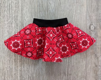 Red Country Circle Skater Skirt for 18 inch American Girl Doll