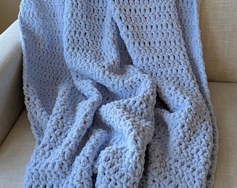 Baby Blue Crochet Chenille Blanket
