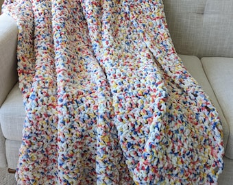 Primary Dot Crochet Chenille Blanket
