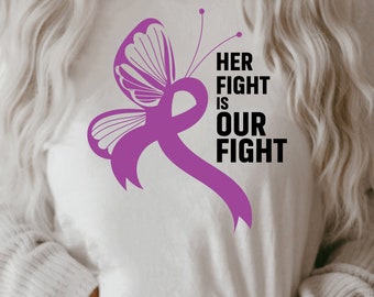 Her Fight Is our Fight svg| Lila Band svg (Brustkrebs bewusstsein,krebs bewusstsein,lupus awareness Cystic Fibrosis)SVG