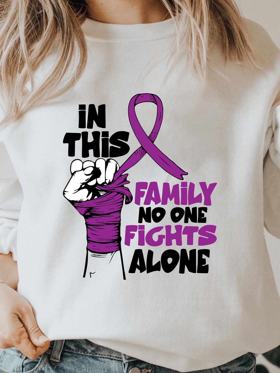 In This Family No One Fights Alone Svg Purple Ribbon Svg - Etsy