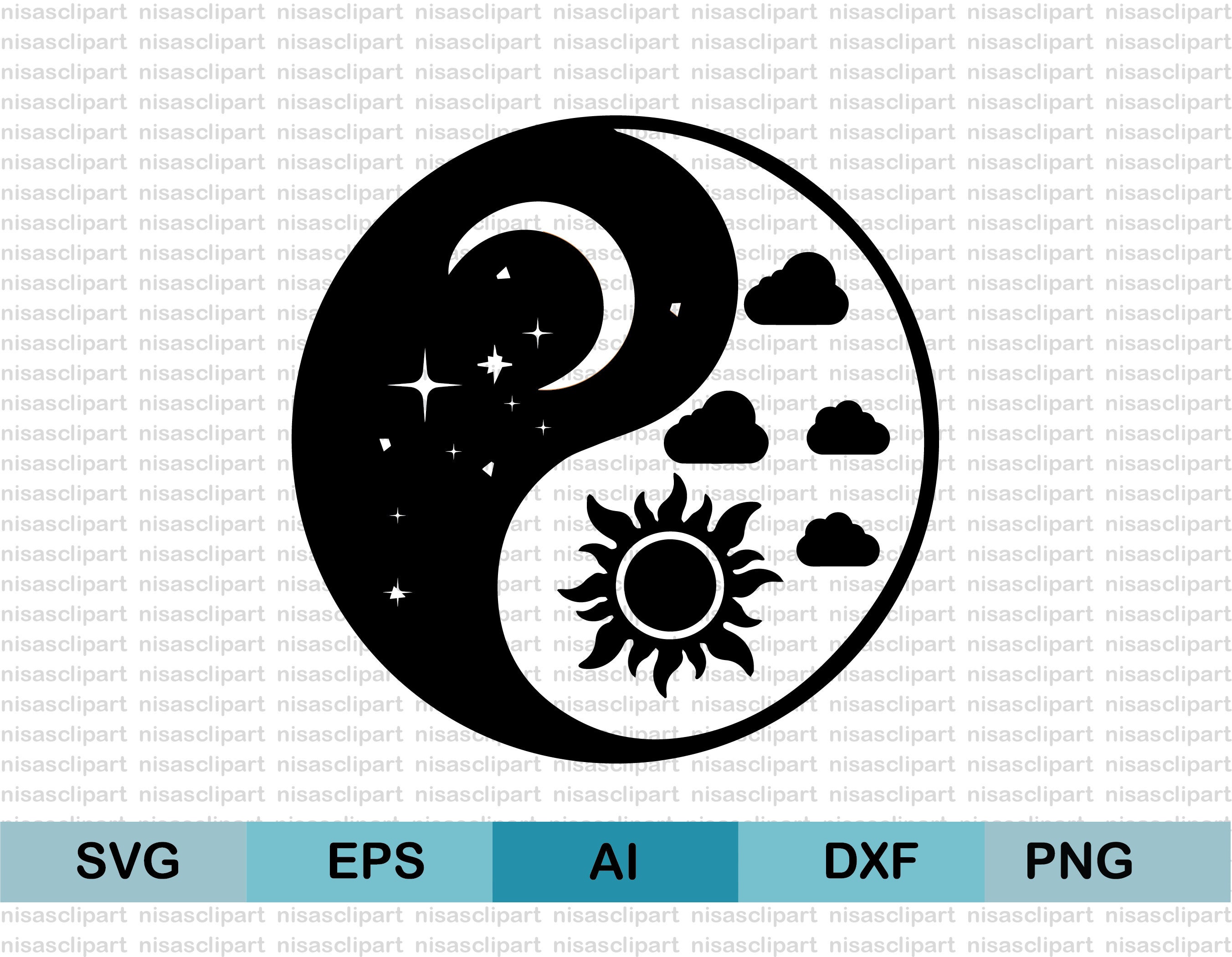 Sun Moon Clipart Bundle Svg Sun And Moon Svg Cut File Png Sun Moon Svg 