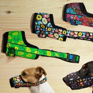Adjustable Nylon Dog Muzzle, Avocado, Donut, Floral Patterns