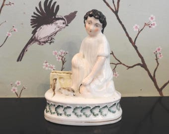 Antique Victorian Staffordshire Figure - Boy Playing with Mice