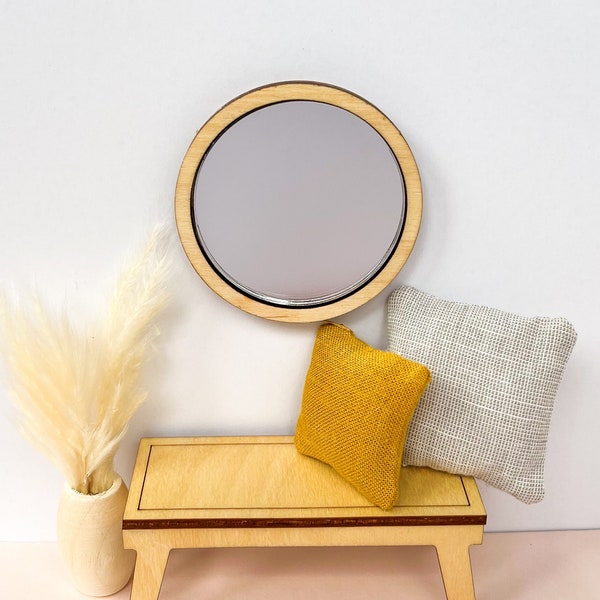 Modern Dollhouse Circle Mirror 1:12 Scale