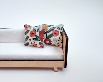 Modern Dollhouse Floral Pillow 1:12 Scale