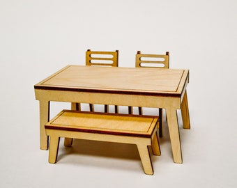 Modern Dollhouse Kitchen Table 1:12 Scale