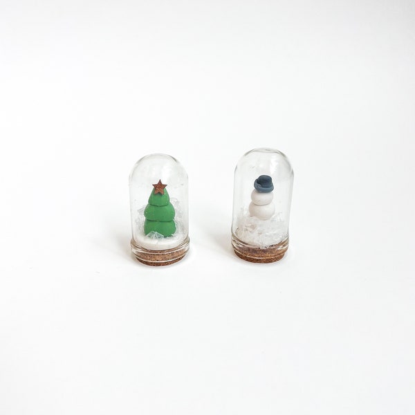 Modern Dollhouse Tree or Snowman Snow Globe