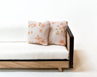 Modern Dollhouse Pink Floral Pillow 1:12 Scale