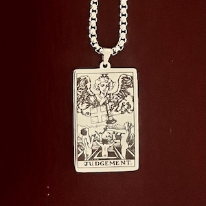 Collar de la Carta del Tarot del Juicio Final, Arcanos Mayores, Colgante de acero inoxidable Rider-Waite