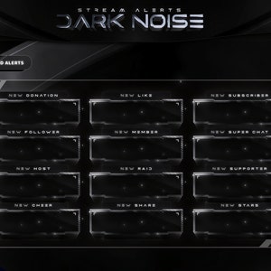 Twitch Animated Alerts - Dark Noise - Animated Alerts - Dark Alerts - Stream Alerts - Dark Alert Overlay - Clean - Black & White Alerts
