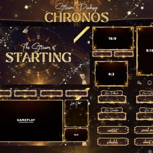 Chronos - Twitch Overlay - Animated Alerts - Animated Screens - Time - Stream Pack - Golden - Holiday Overlay - Fantasy - Starry - Cosmic