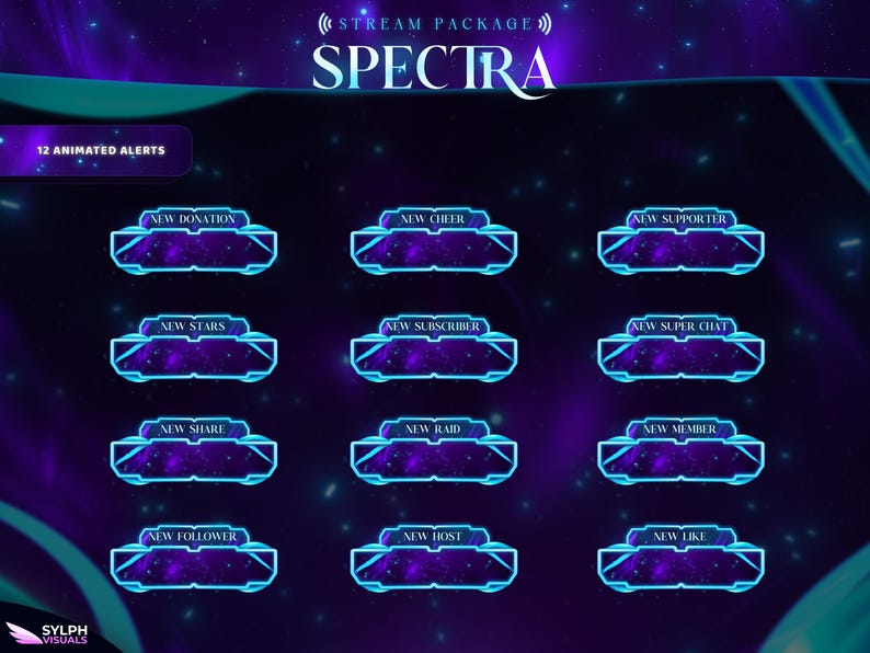 Spectra Overlay Spectra - Twitch Overlay - Animated Alerts - Animated Screens - Purple ...