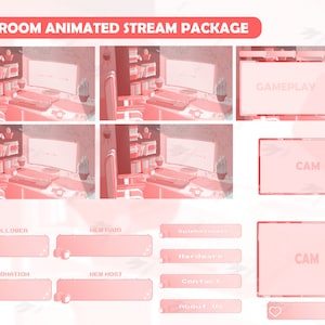 Stream Package Lofi Room Red - Twitch Overlay -  Animated Alerts - Animated Screens  - Panels - Aesthetic  - Retro Gamer - Red Overlay