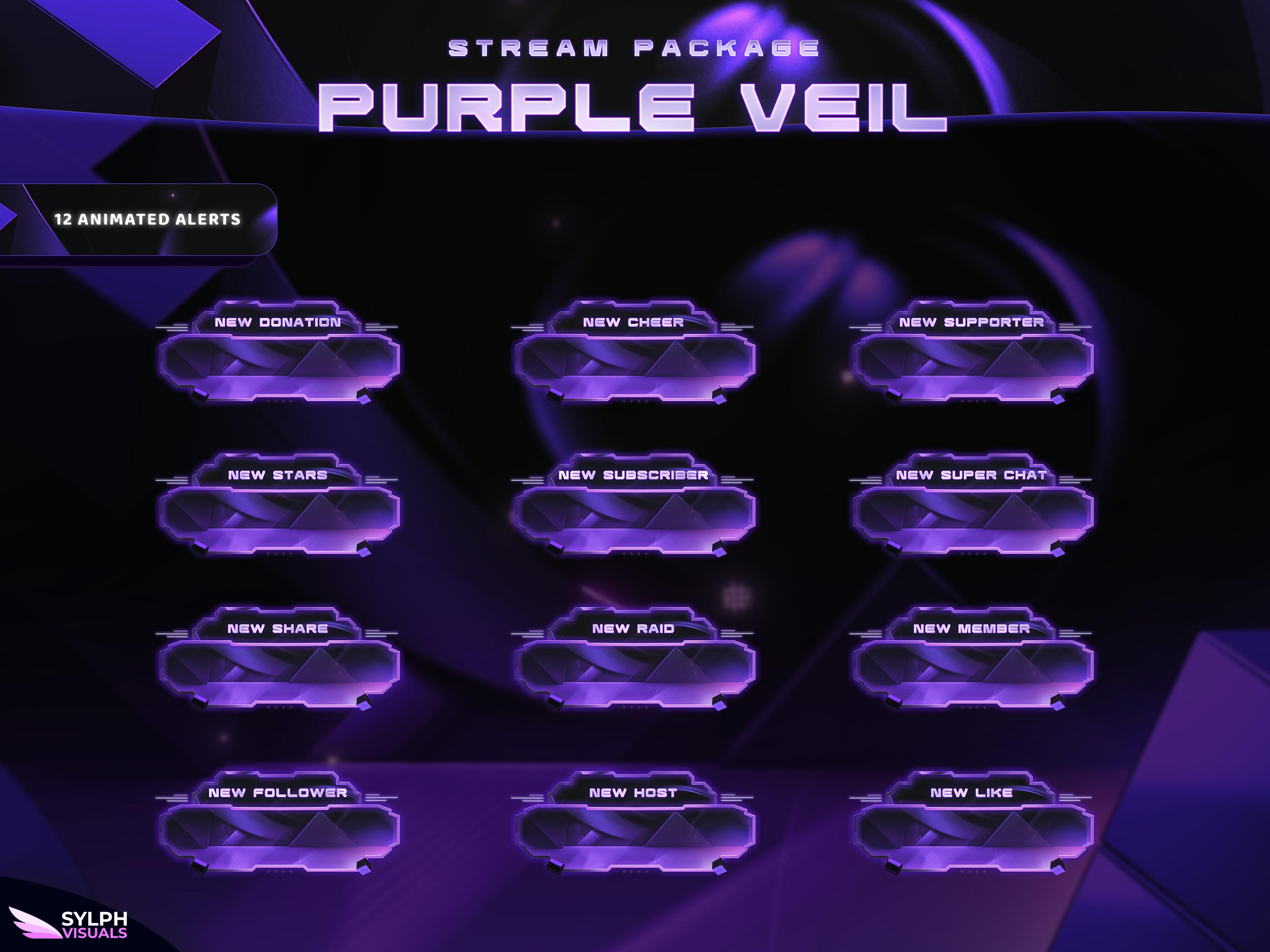 Purple Veil - Twitch Overlay - Animated Alerts - Animated Screens ...