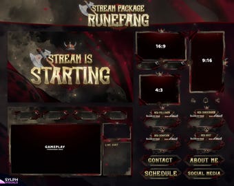Runefang - Superposición de Twitch - Alertas animadas - Pantallas animadas - Oscuro - Paquete de transmisión - Superposición vikinga - RPG - Fantasía - Guerra - Cazador - Acción