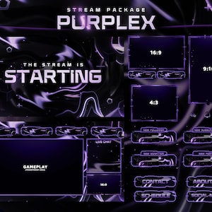 Purplex - Twitch Overlay - Animated Alerts - Animated Screens - Purple Overlay - Stream Pack - FPS Overlay - Panels - E-Sports - Abstract