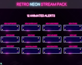 Twitch Alert - Retro Neon - Stream Alert - Vaporwave - Neon Sign - Animaterd Alerts - Cyberpunk Alert - RGB Alert - Dark - Purple