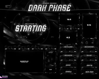 Dark Phase - Twitch Overlay - Animated Alerts - Animated Screens - Dark Overlay - Minimal - Black & White - Minimalist - Shadow - Clean
