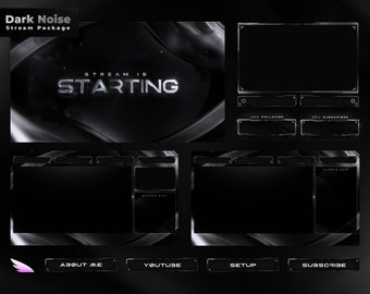 Animated Dark Noise Twitch Overlays - Complete Stream Package  - Dark Theme - Black and White - Clean - Abstract - Modern - Minimal