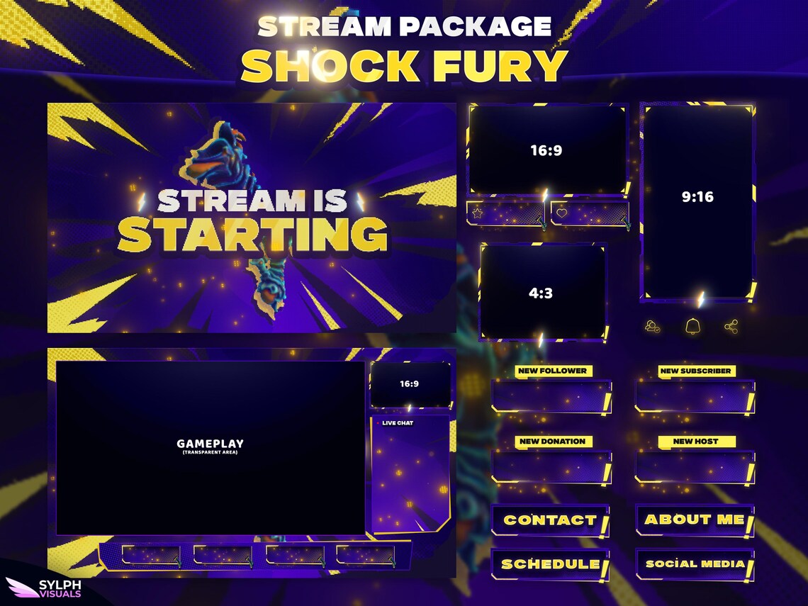 Shock Fury - Twitch Overlay - Animated Alerts - Animated Screens - Blue ...
