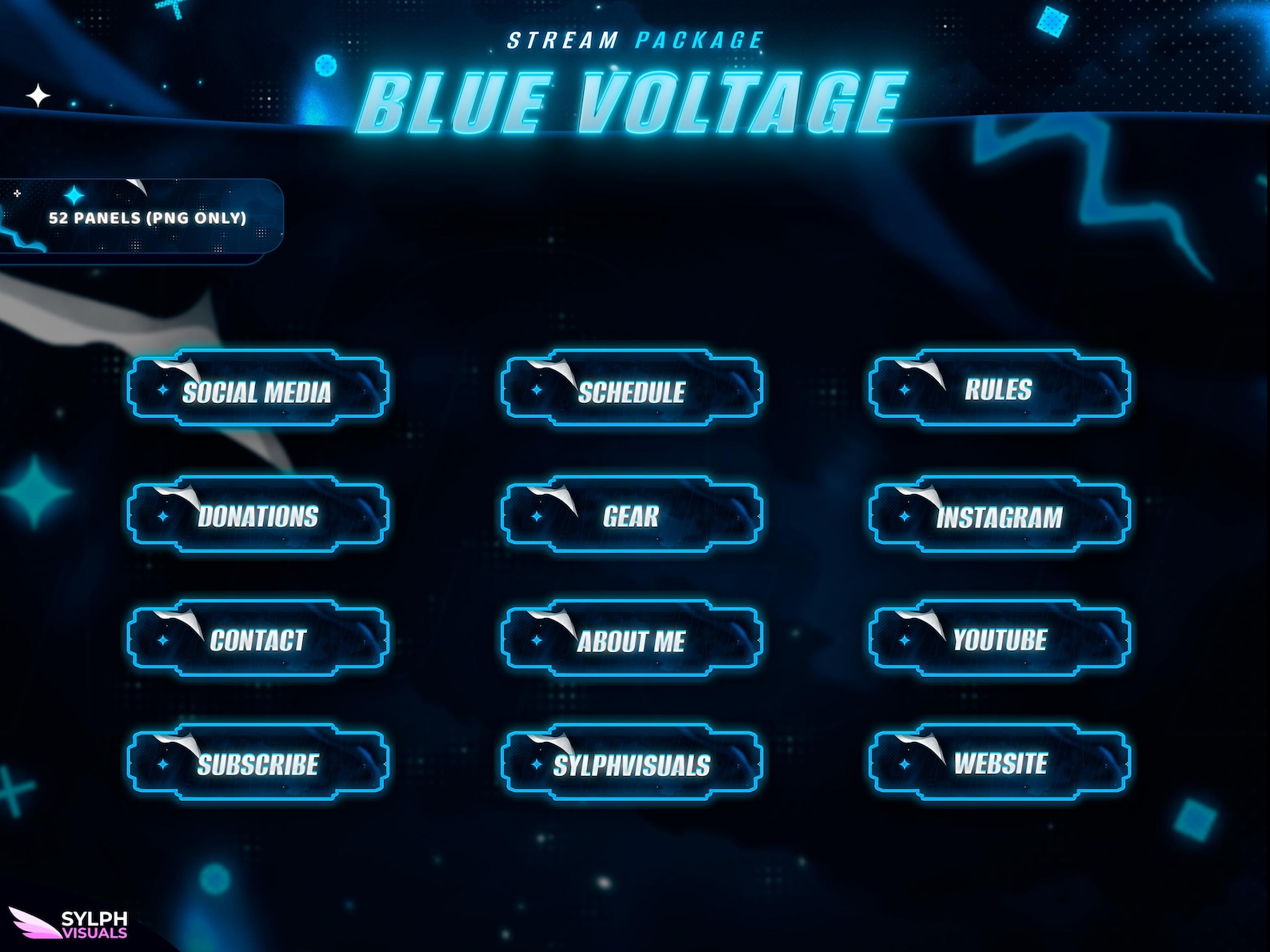 Blue Voltage - Twitch Overlay - Animated Alerts - Animated Screens ...