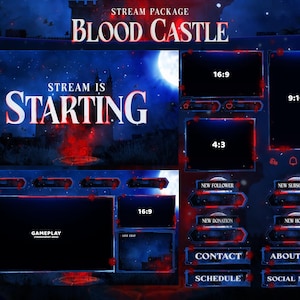 Blood Castle - Twitch Overlay - Animated Alerts - Animated Screens - Bats - Stream Pack - Gothic - Vampire - Halloween - Shadows - Horror