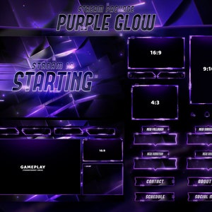 Purple Glow - Twitch Overlay - Animated Alerts - Animated Screens - Glow Overlay - Stream Pack - Purple Overlay - Panels - Abstract - Dark