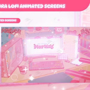 Twitch Overlay - Sakura Lofi - Screens Animated - Aesthetic - Cherry Blossom - Purple - Game Overlay - Pink Overlay - Blossom Overlay