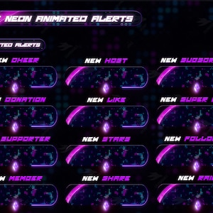 Twitch Animated Alerts - Shine Neon - Animated Alerts - Retro Alerts - Stream Alerts - 80s Alerts - Vaporwave - purple