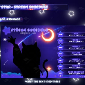 Night Star Stream Schedule | Schedule Twitch Template | Weekly Twitch | Schedule Twitch | Twitch Stream Schedule Template | Blue