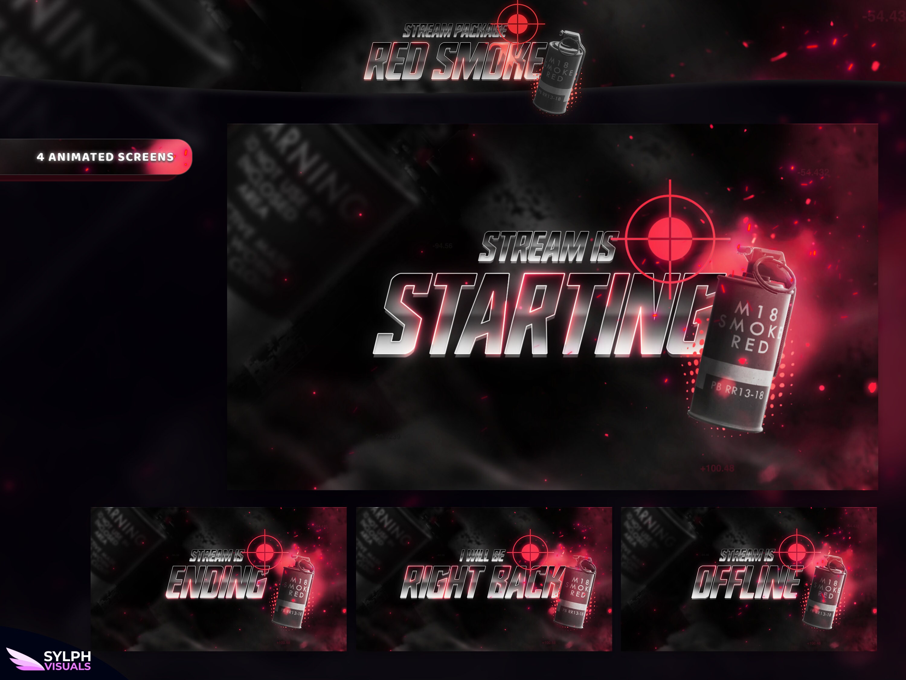 Red Smoke - Twitch Overlay - Animated Alerts - Animated Screens - Red ...