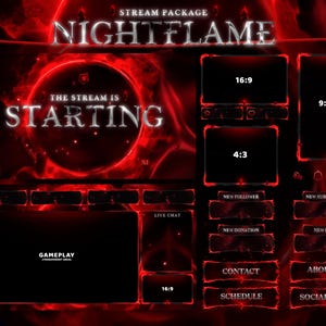Flamme nocturne - Superposition anime Twitch - Alertes animées - Écrans animés - Superposition rouge - Magie - Sort - Rouge foncé - Runes - Blood Fire - Hadès