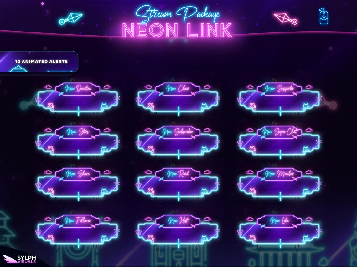 Neon Link - Twitch Overlay - Animated Alerts - Animated Screens - Neon ...