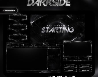 Darkside - Twitch Overlay - Animated Alerts - Animated Screens - Dark Overlay - Stream Pack - Black & White - Minimalist - Abstract - FPS