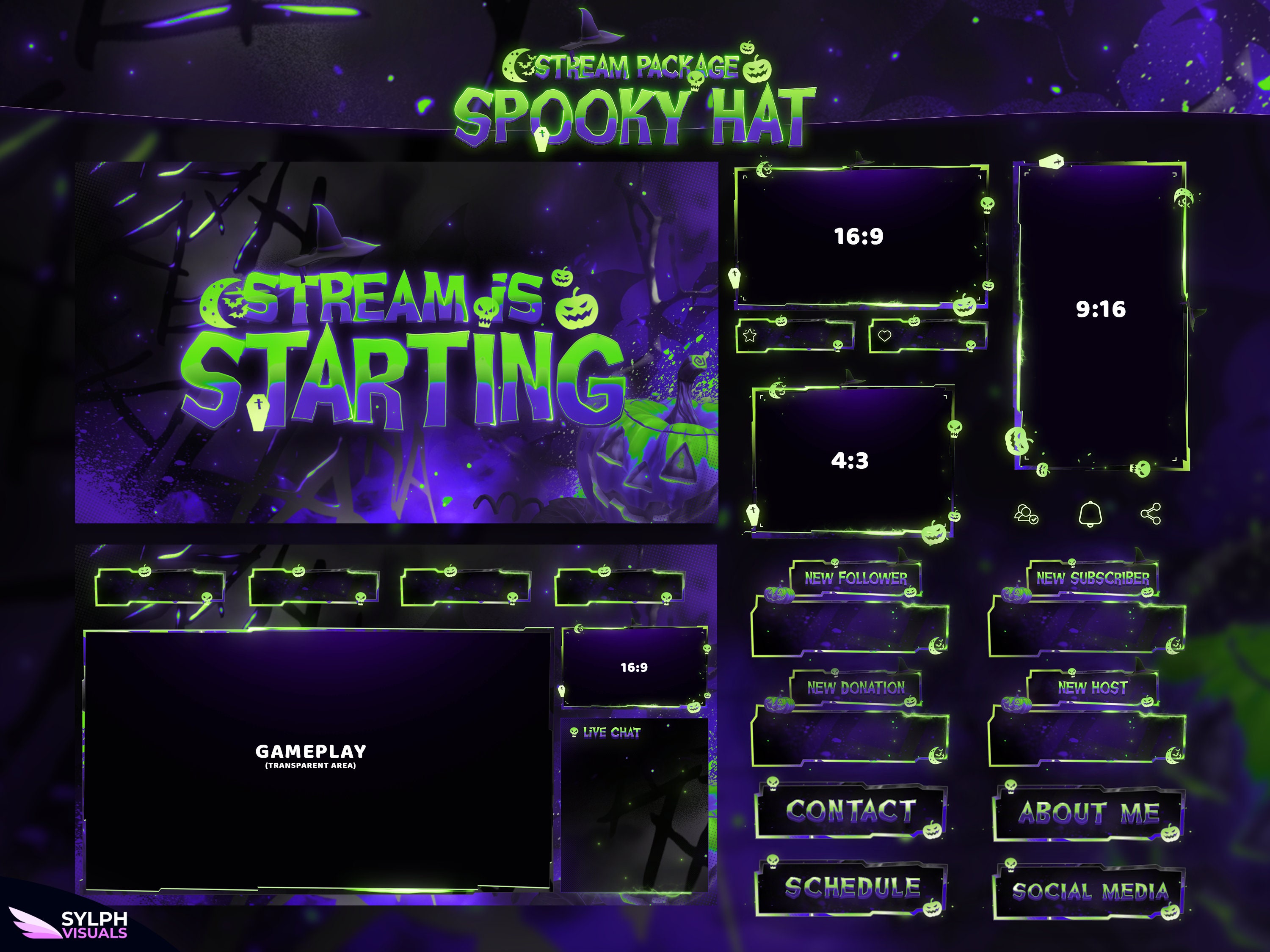 Haunted Overlay Spooky Hat - Twitch Overlay - Animated Alerts - Animated Screens - Dark ...
