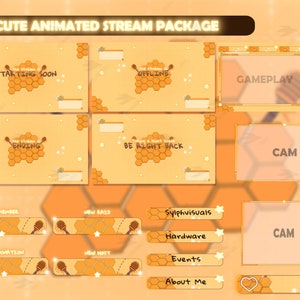 ストリーム パッケージ Cute Bee - Twitch オーバーレイ - アニメーション アラート - アニメーション スクリーン - パネル - レトロ ゲーマー - ゲームプレイ - 黄色の Twitch オーバーレイ