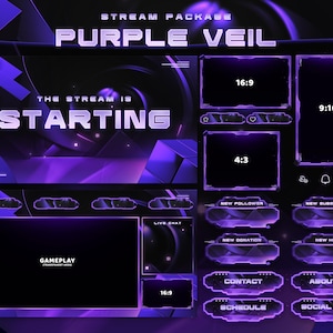 Purple Veil - Twitch Overlay - Animated Alerts - Animated Screens - Purple - Stream Pack - FPS - Panels - E-Sports - Abstract - Aesthetic
