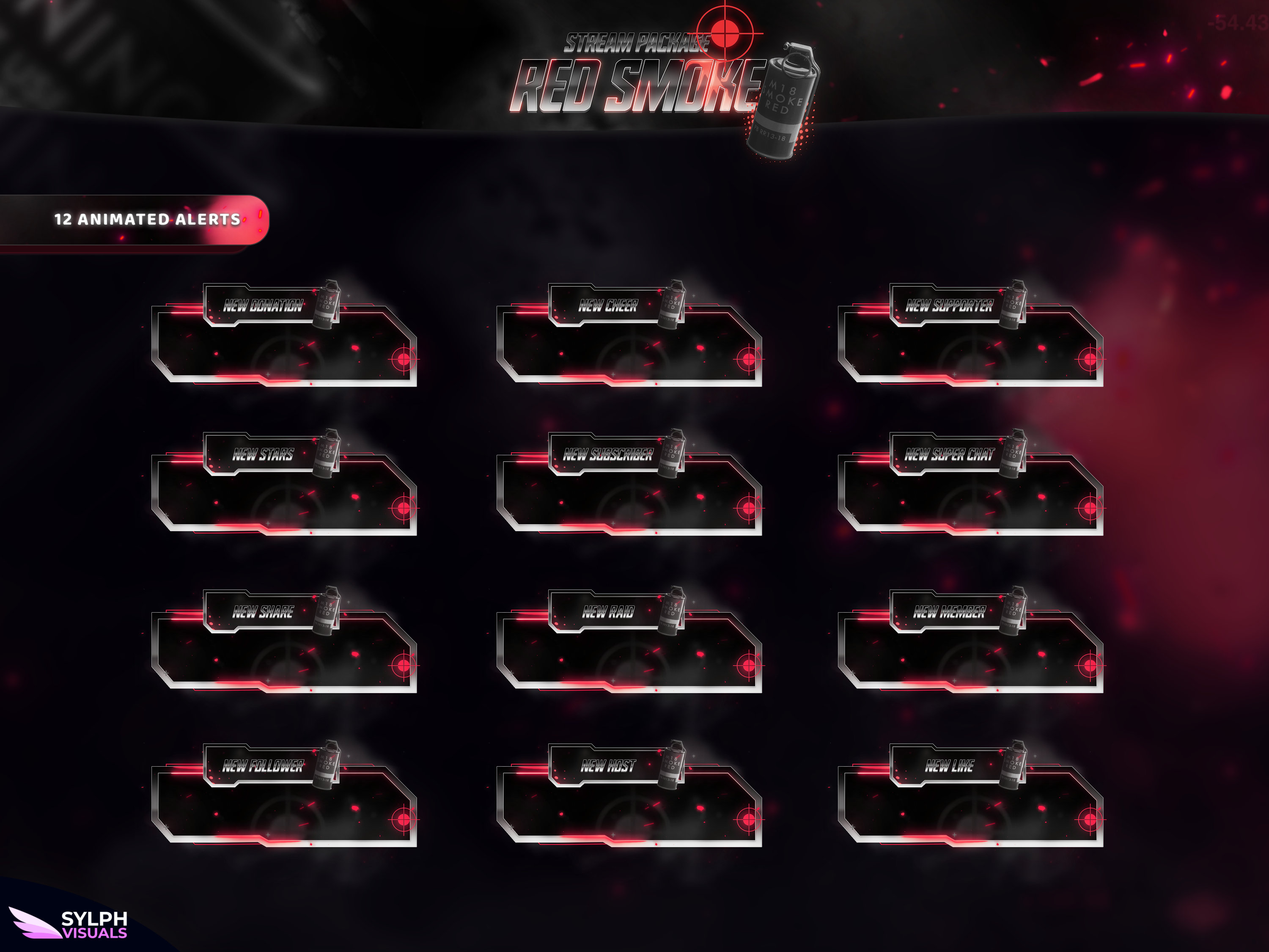Red Smoke - Twitch Overlay - Animated Alerts - Animated Screens - Red ...